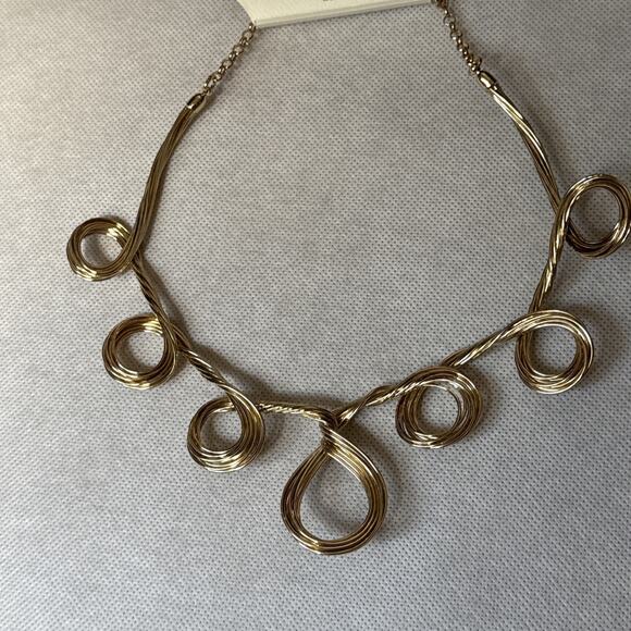 Mia Collection Jewelry Necklace Circle Bent Wire Earrings Ball Set Gold Color - Picture 6 of 7